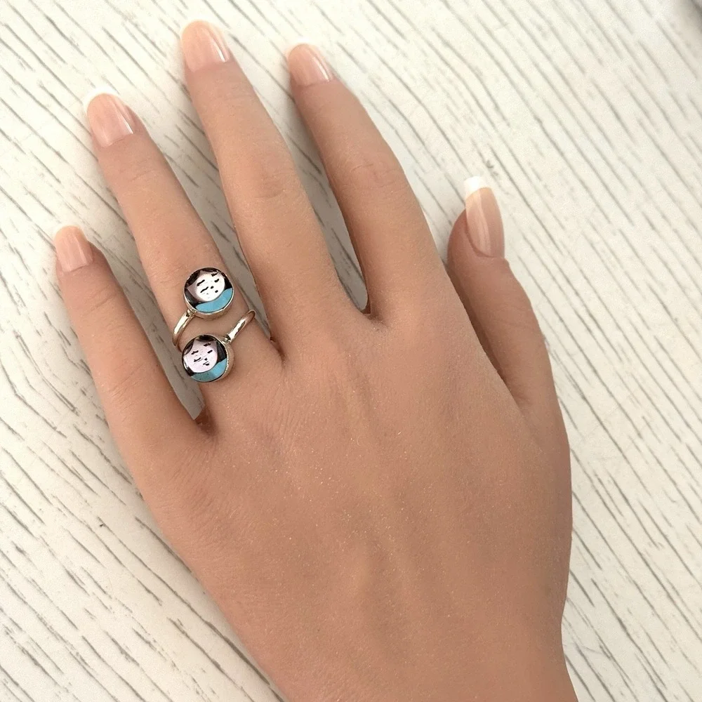 Zuni Indian Maiden Ring Wrap Adjustable Sz 6 Turquoise Inlay Woman Native‎ Amer